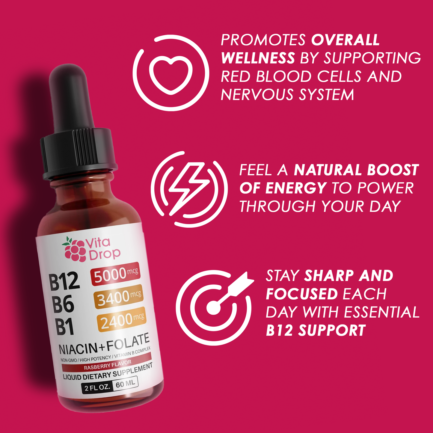 Vitamin B12 Raspberry Liquid Supplement