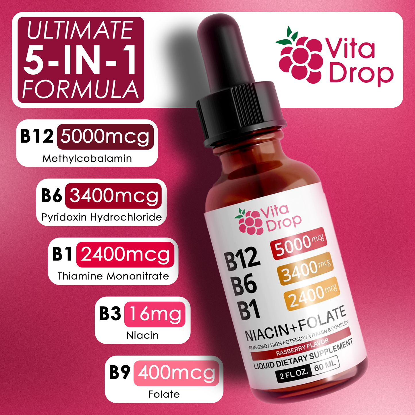 Vitamin B12 Raspberry Liquid Supplement